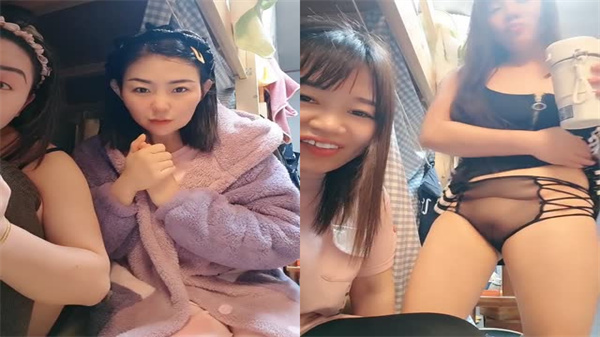 集体宿舍姐妹花双飞直播，嫩穴齐开赚外快福利！